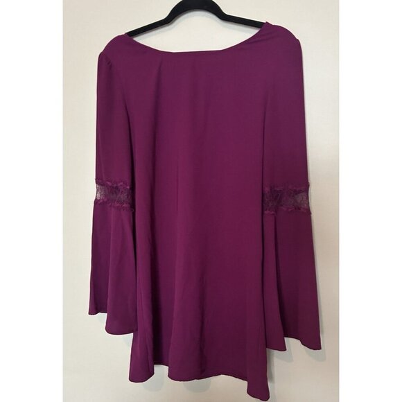 Nordstrom Purple Bell Sleeve Lace Cut Out Long Sleeve Dress Scoop Back Medium - Picture 1 of 6